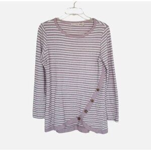 Striped Long Sleeve Top With Button Detail By Soft Surroundings